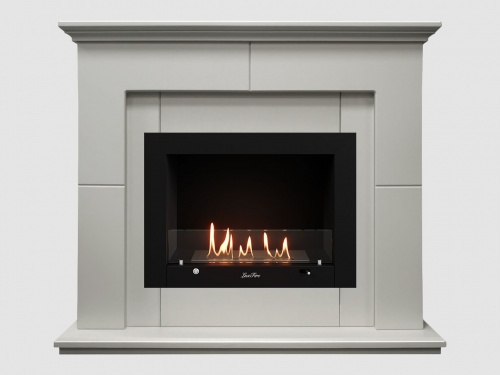 Каминный портал МДФ "Пьер 1300" с биокамином Lux Fire "Фаер Бокс 3-33" (белый)