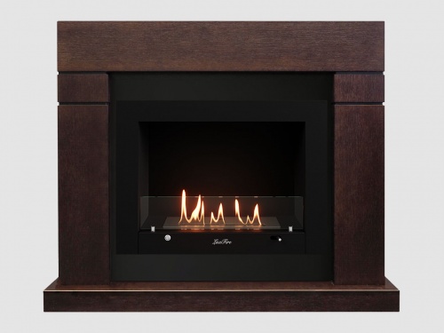 Каминный портал МДФ "Тоби 1300" с биокамином Lux Fire "Фаер Бокс 3-33" (темный орех)