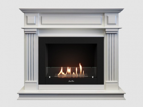 Каминный портал МДФ "Амелия 1050" с биокамином Lux Fire "Фаер Бокс 2 - 25.5" (белый)