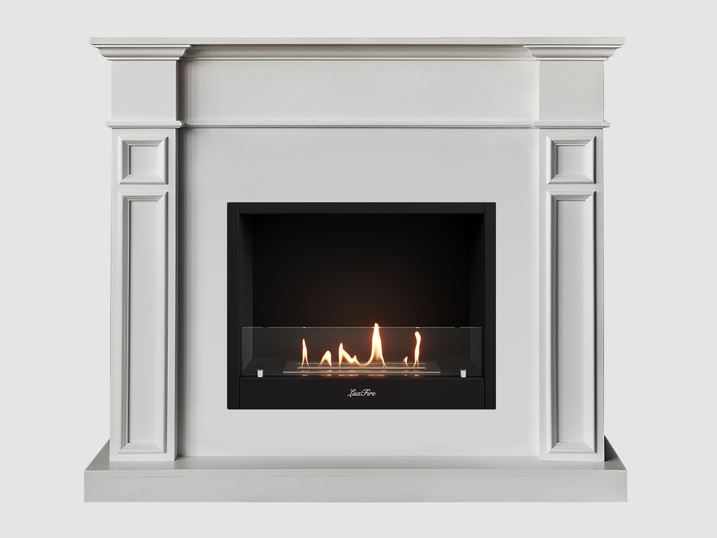 Каминный портал МДФ "Бертино 1240" с биокамином Lux Fire "Фаер Бокс 1 - 30" (белый) по цене 78 400 руб.