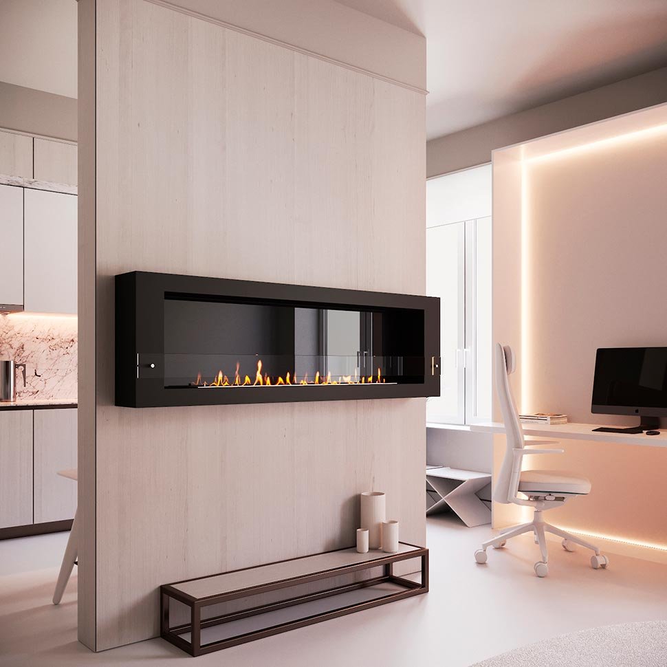 Биокамин SteelHeat WALL LONG 1800 черный по цене 69 090 руб.