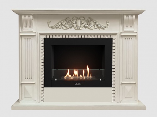 Каминный портал МДФ "Белфаст Люкс 1550" с биокамином Lux Fire "Фаер Бокс 2-30" (белый)