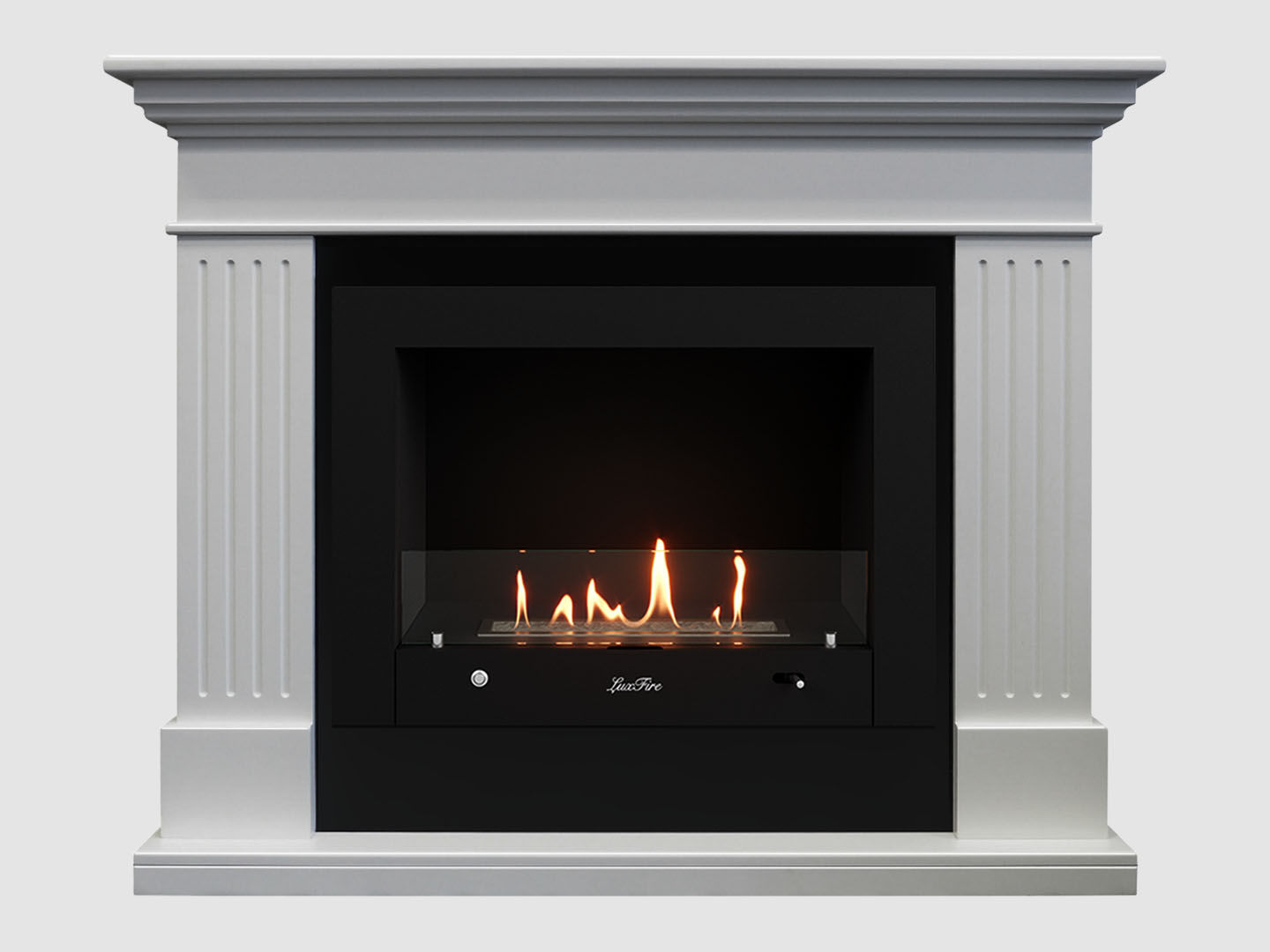 Каминный портал МДФ "Турин 1280" с биокамином Lux Fire "Фаер Бокс 4-30" (белый) по цене 120 300 руб.