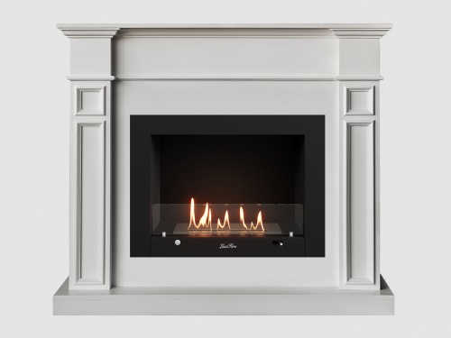 Каминный портал МДФ "Бертино 1240" с биокамином Lux Fire "Фаер Бокс 3 - 30" (белый)