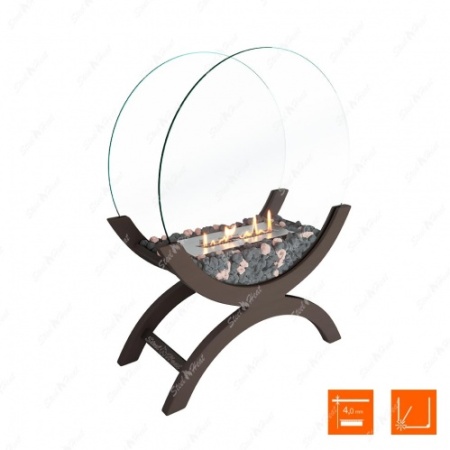 Биокамин напольный SteelHeat WOOD 600 коричневый по цене 47 800 руб.